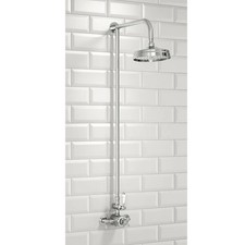 Rigid Riser Shower Fixed Head Thermostatic Traditional Chrome Scudo Victoria
