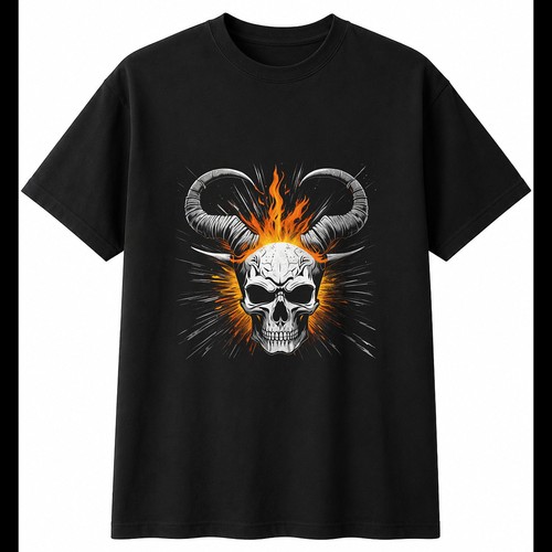 Horned skull with sparks - skull,