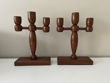 Pair Modernist 3 Arm Candle
