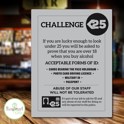 Challenge alcohol law sign - 25,