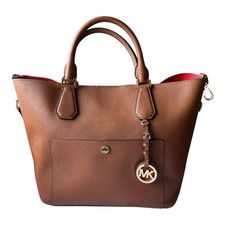 Michael Kors Jet Set Travel Saffiano Leather Tote Bag Medium Tan Handbag