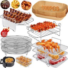 Air Fryer Rack Stainless_Steel Double Basket Grill Sticks Accessories for Ninja.