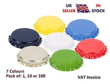 New Cap Bottle Metal Lid Tops PET & Glass Home Brew Beer Bottles 7 Colours 26mm