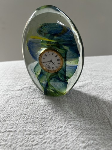 Vintage art glass desk clock - glass,