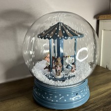 Large musical carousel animals band snow globe Christmas decor 25cm tall