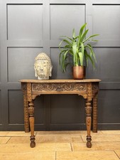 Antique carved oak side - carved,