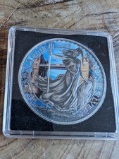 1oz Silver BRITANNIA AROUND THE WORLD TOWER BRIDGE UK 2018  antique finish