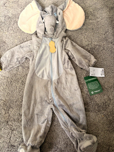 Grey elephant faux fur - elephant, hooded