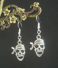 Gothic Pirate Skull Short Drop Earrings