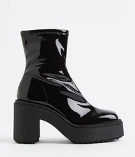 NEW H&M Black Patent Chunky