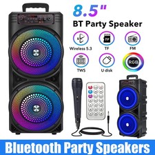 2025 Portable Bluetooth Speakers Sub woofer Heavy Bass Sound System Party + Mic