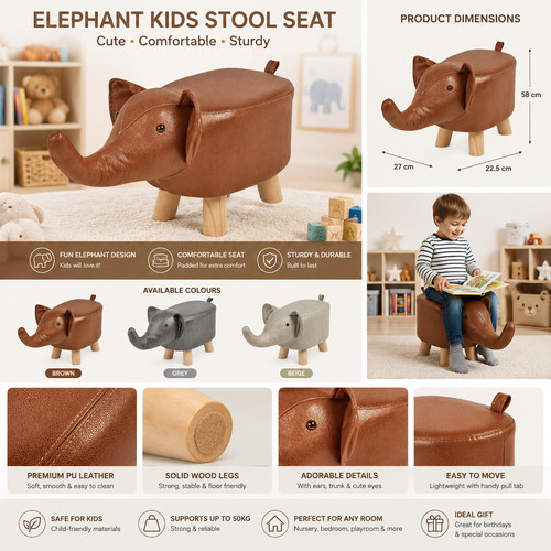 Kids elephant animal stool - elephant,