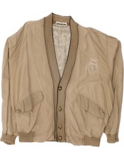 UMBERTO BILANCIONI Mens Bomber Jacket IT 50 Large Beige Silk CG10