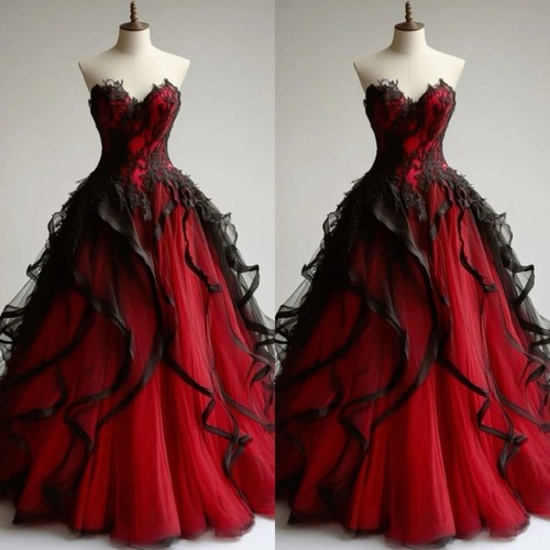 Black red wedding dresses - wedding,