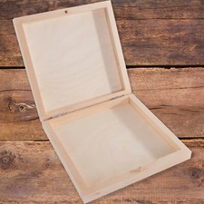 Shallow Square Decorative Wooden Box | 14.5 x 14.5 x 2.7 cm | Plain Lindenwood