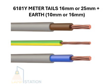 6181Y Meter Tails 16mm 25mm + Earth Cable Blue Brown Double Insulated Per Metre