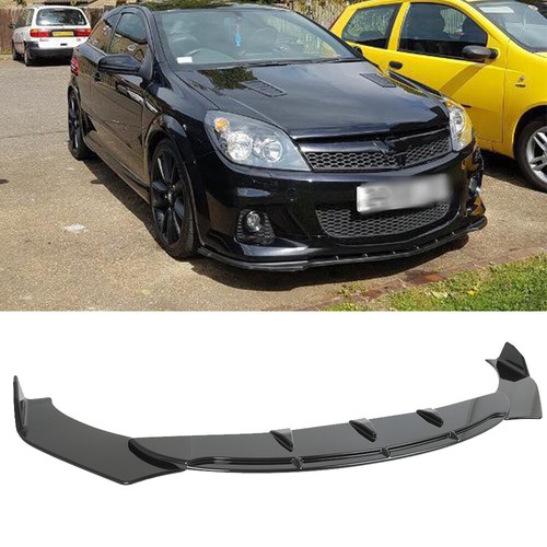 Gloss black front bumper lip - black,