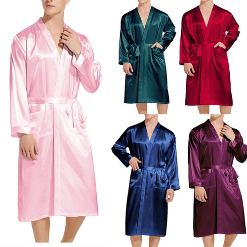 Men silk solid color kimono - solid,