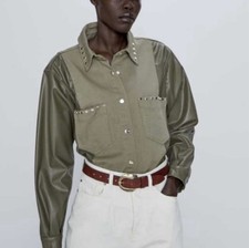 Zara olive green faux leather - zara,