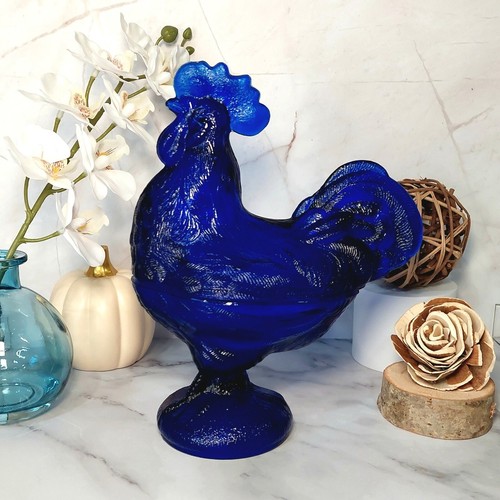 Cobalt blue glass depression - glass,
