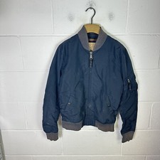 Alpha Industries Jacket Mens Small Blue MA1 Flight NASA Bomber Navy Military*