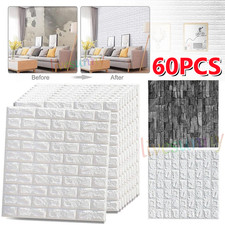 60X Stick On Tiles Self Adhesive Bathroom Kitchen 3D Wall Sticker Tile Decor.4MM