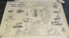 Vintage Coastal Channel Straits Shipwrecks Map