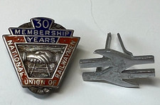 VINTAGE RAILWAY Silver Enamel NUR 30 Years Membership + BR Tracks Lapel Badges