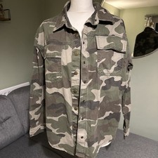 F&F  Green Camouflage Collared Long Sleeve Jacket Size 12-14