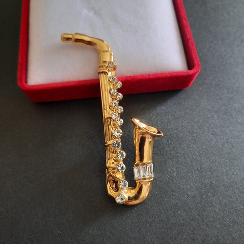 Gold tone saxophone brooch - tone,