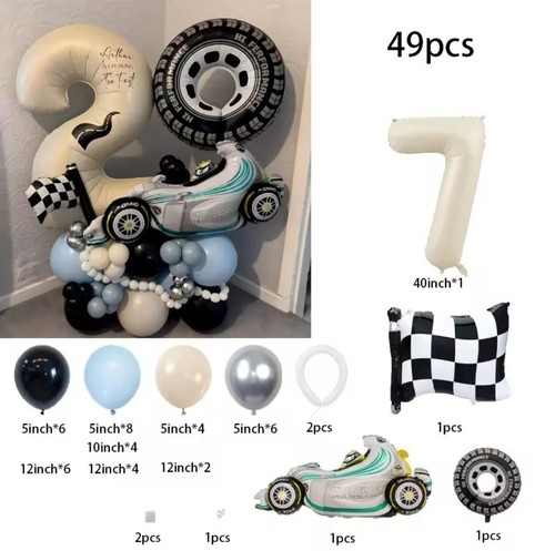 49pcs car racing tyre - 49pcs, balloon