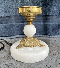 Vintage Table Lamp in White Marble with Brass Fittings