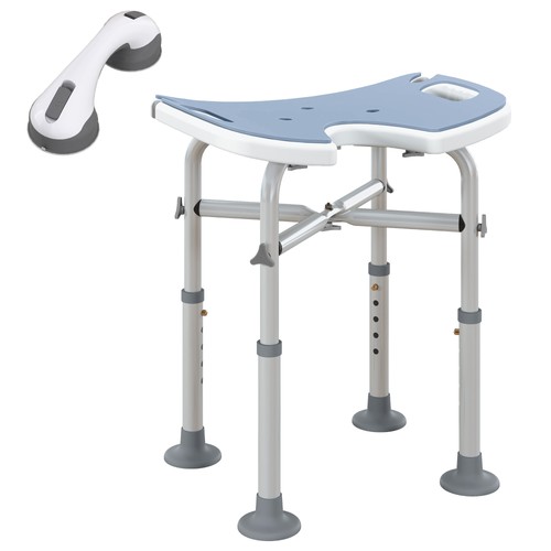 Homcom aluminium shower stool - aluminium,