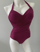 Boots Coral Bay Fuchsia Pink Ruched Wrap Style Swimsuit UK 12