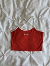 Red White Honey Spellout Strappy Cropped Tank Top Size M
