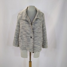 Isabel Marant Knit Jacket Wool Blend Frayed Hem One Button Cardigan 36 S