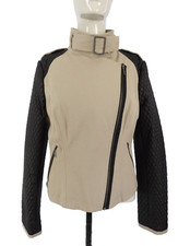 Womens Moto Biker Jacket Beige