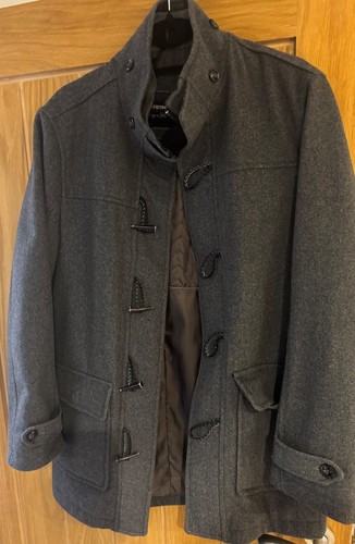 Grey wool duffle - overcoat, in