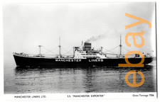 SHIPPING POSTCARD  - MANCHESTER EXPORTER  - Manchester Liners Ltd  -  (RPPC)