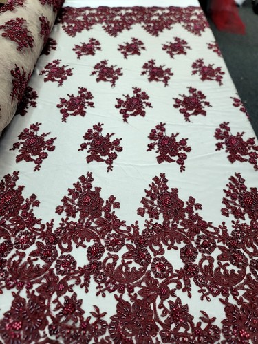 Burgundy lace fabric the - by,