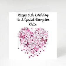 PERSONALISED Pink Butterfly Heart FEMALE Relation BIRTHDAY CARD 18th 21st 30th