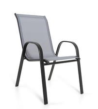 6 Stacking Chairs Outdoor Garden Patio Black & Grey Furniture.