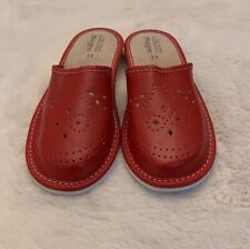 Women`s/Ladies Leather Slippers 100% Natural Leather size:UK 3,4,5,6,7,8 RED