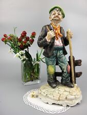 Capodimonte Tramp Figurine. Old Man Traveler Vagrant. Vintage porcelain. 29cm