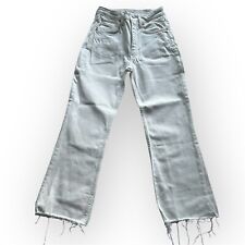 ZARA Straight White Jeans Size 6 XS (EU 32) Frayed Ankle 