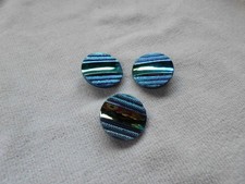 VINTAGE IRIDESCENT PETROL COLOURS GLASS BUTTONS of 26mm DIAMETER (3)
