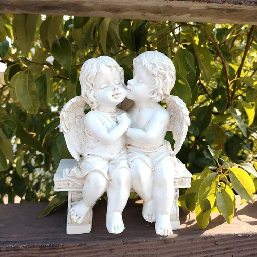 Angel couple statue - angel, garden