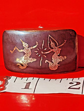 sterling silver belt bukle NIELLO DECOR Asia Siam Thailand c1940s Excel No Mono
