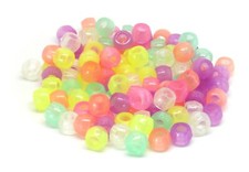 Glow In The Dark Pony Barrel Beads 100pcs Acrylic Mixed Pack 8mm x 6mm Jewellery