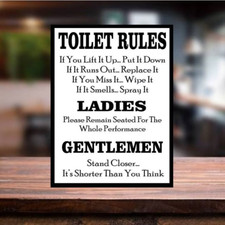 Toilet rules Metal wall sign